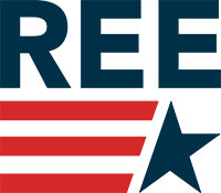 REE Medical Logo A Leader in Disability Services - Full Color Blue and Red Medical Image with Blue Font