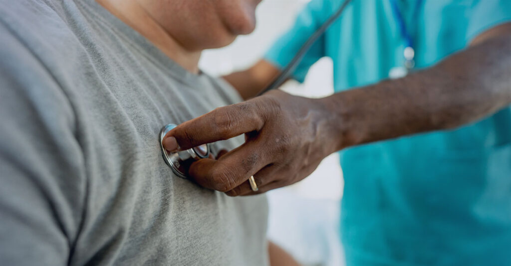 Veteran receiving a physical exam.