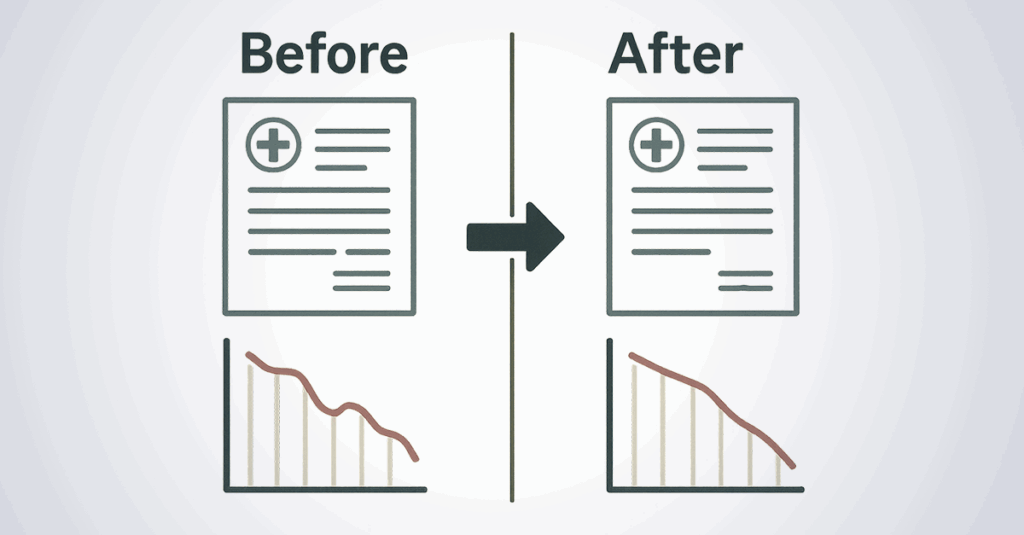 Before and after VA paperwork.