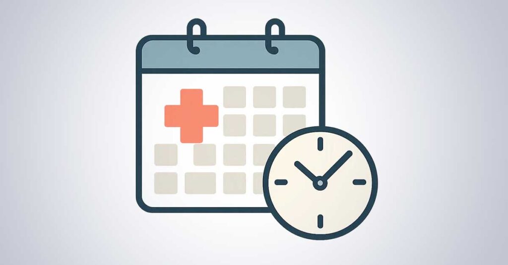 Illustration of clock and calendar.