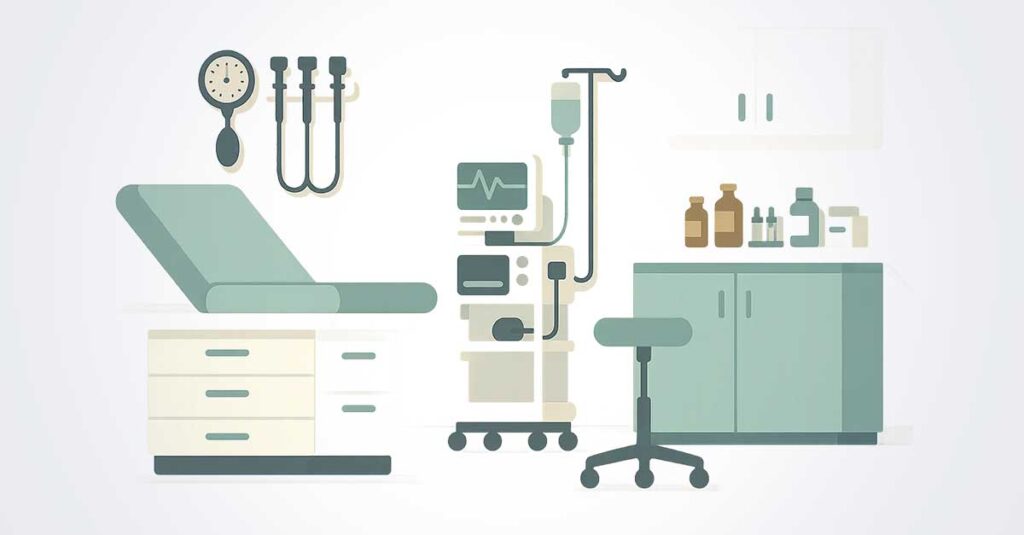 Illustration of doctor’s office.