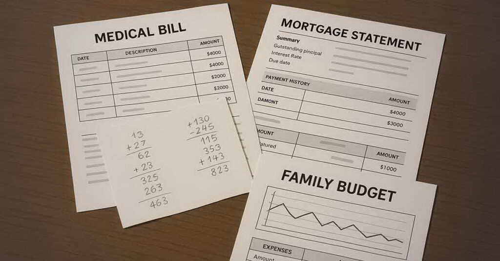 Medical bill paperwork.