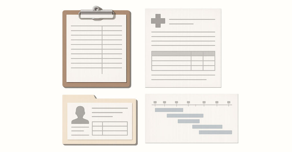 Paperwork on clipboard illustration.