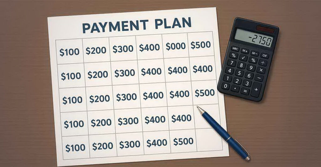 Payment plan graph with calculator.