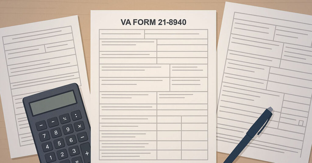 VA form 21-8940 illustration.