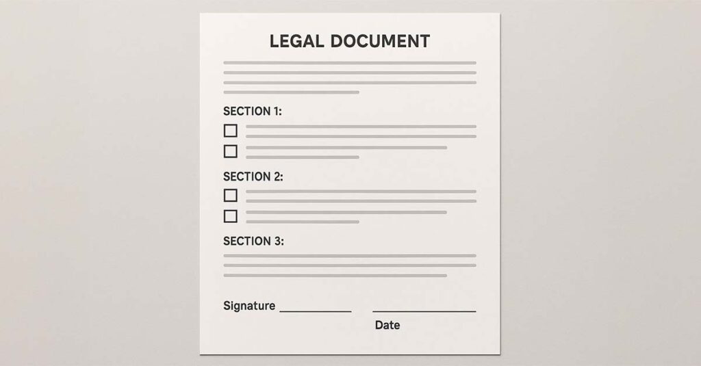 Legal document to sign.