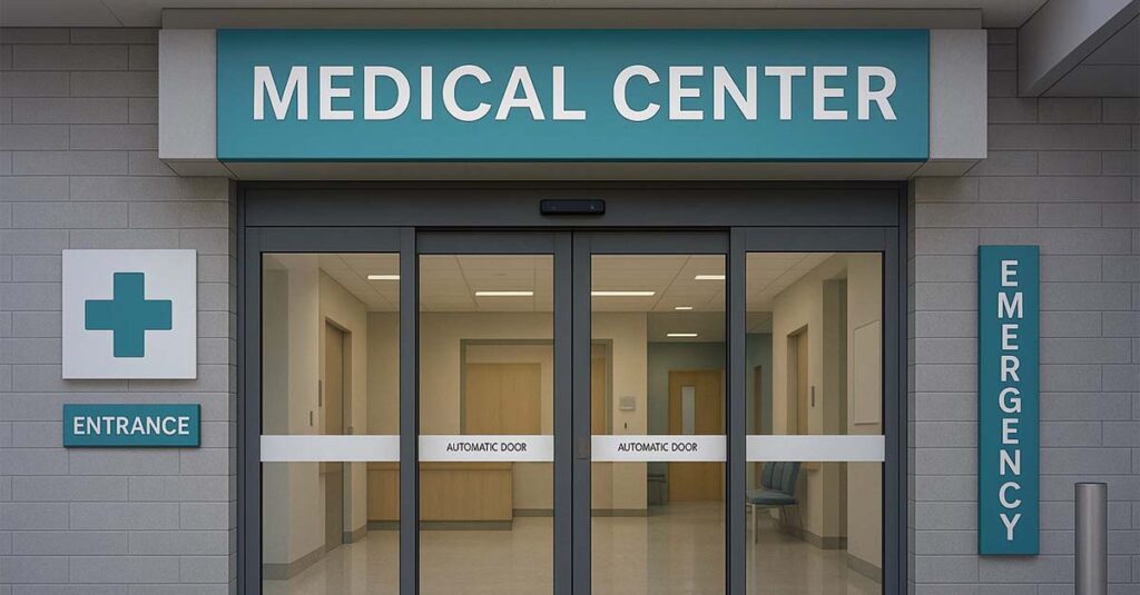 Medical center entrance.