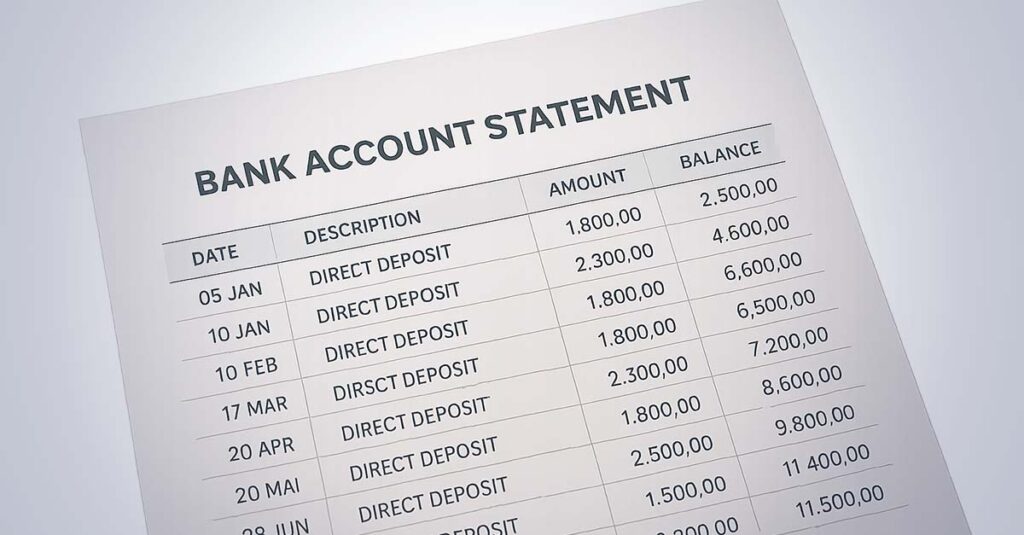 VA disability bank account statement.