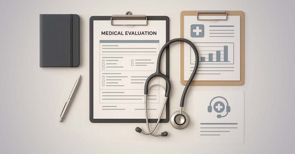 Veteran medical evaluation paperwork.