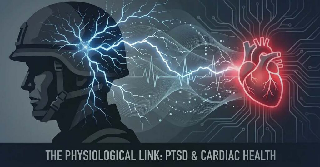 Chart demonstrating the relationship between PTSD and heart rate variability.
