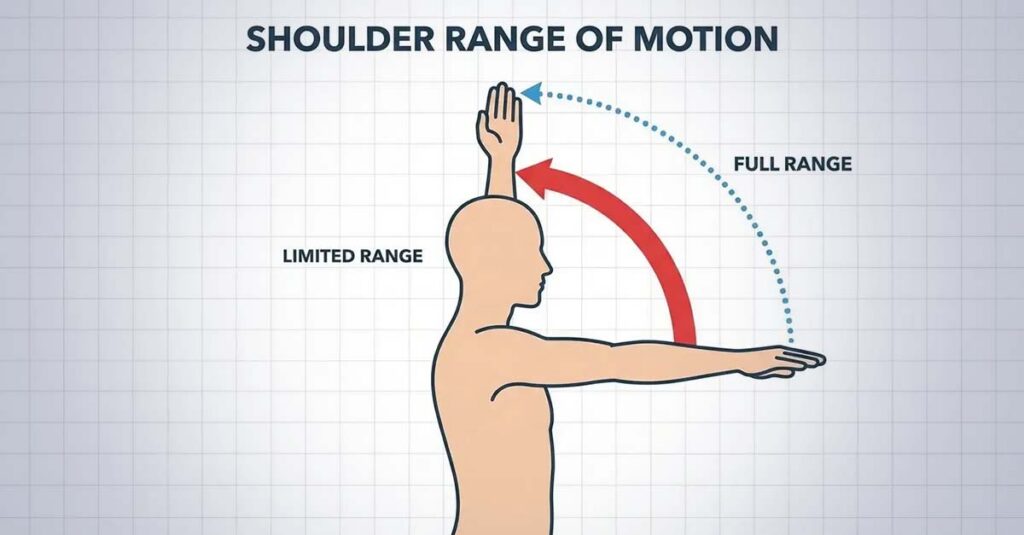 Chart showing shoulder flexion degrees.