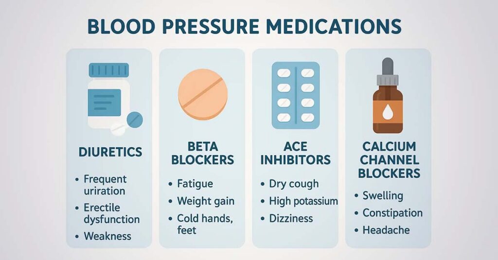 Medications and common side effects.
