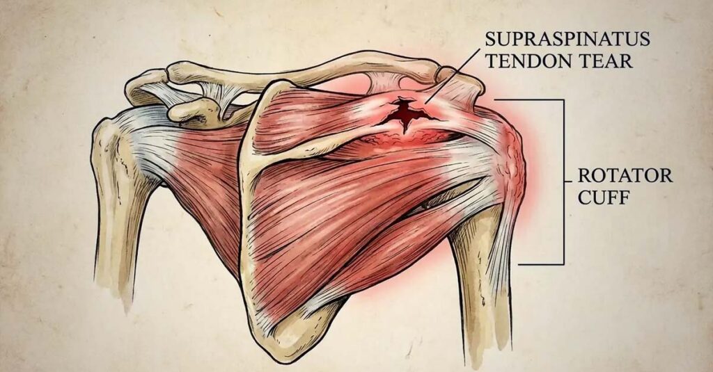 Rotator cuff anatomy diagram.