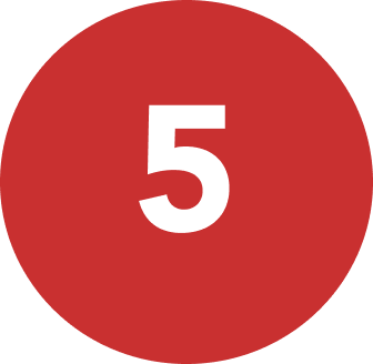 A red circular badge with the white number 5 centered, used to indicate step 5 in the veteran claims process.