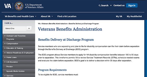 Benefits Delivery at Discharge (BDD) Program.