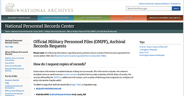 Request Military Service Records & DD214​