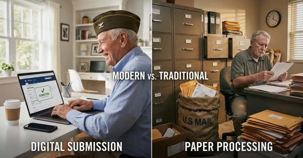 Digital versus paper form submission comparison.
