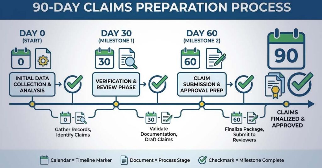 Timeline showing optimal VA form submission.