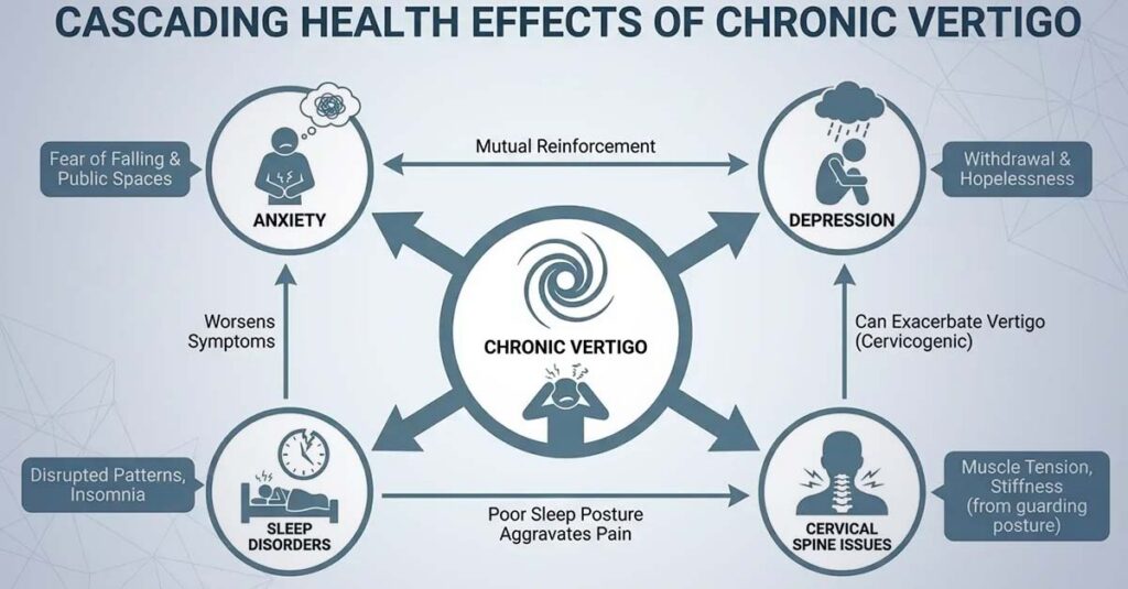Veteran experiencing secondary physical conditions from vertigo.