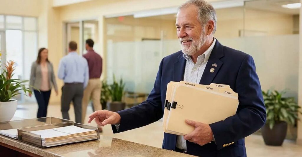 Veterans reviewing VA disability claim paperwork.
