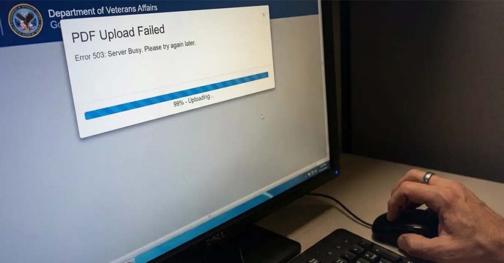 Digital form submission failure on computer screen.