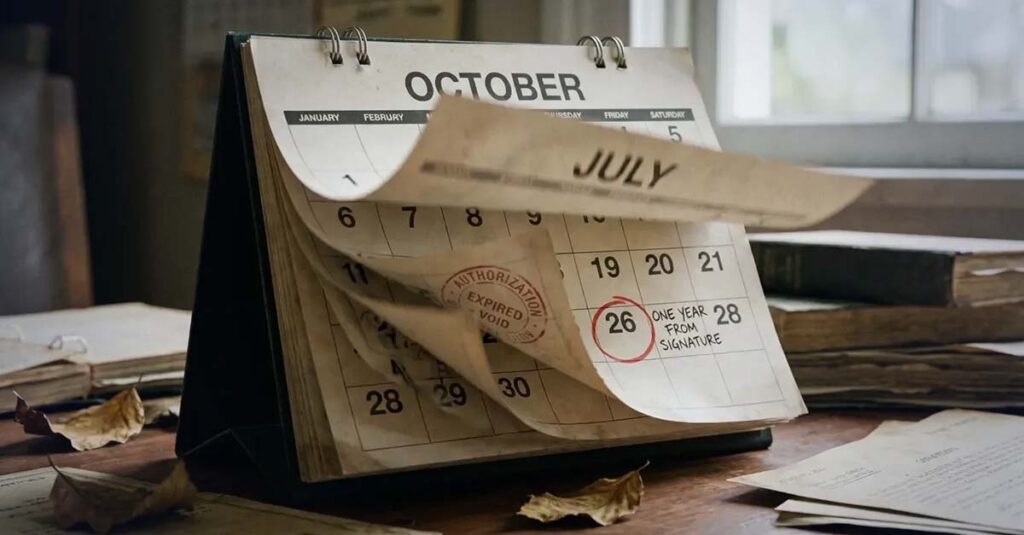 VA authorization expiration timeline calendar.