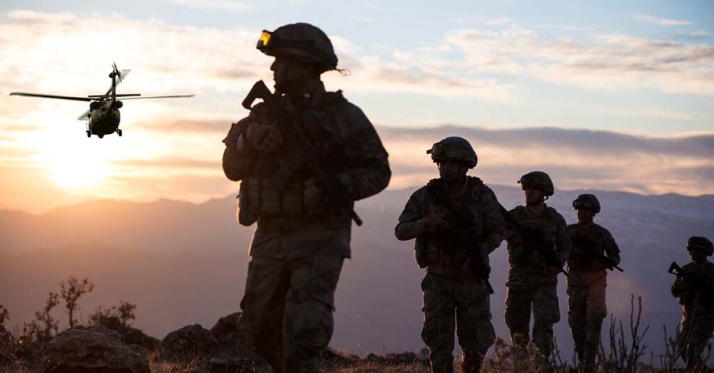 Active-Duty patrolling in formations.