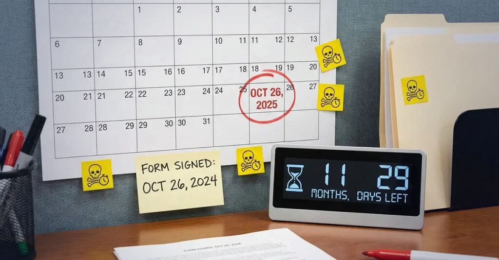 Calendar showing VA form authorization timeline.
