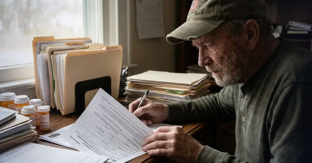 VA Form 21-4142a authorization document.